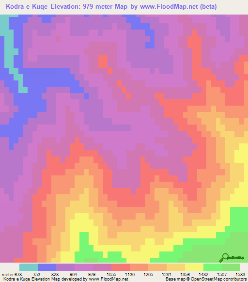 Kodra e Kuqe,Albania Elevation Map