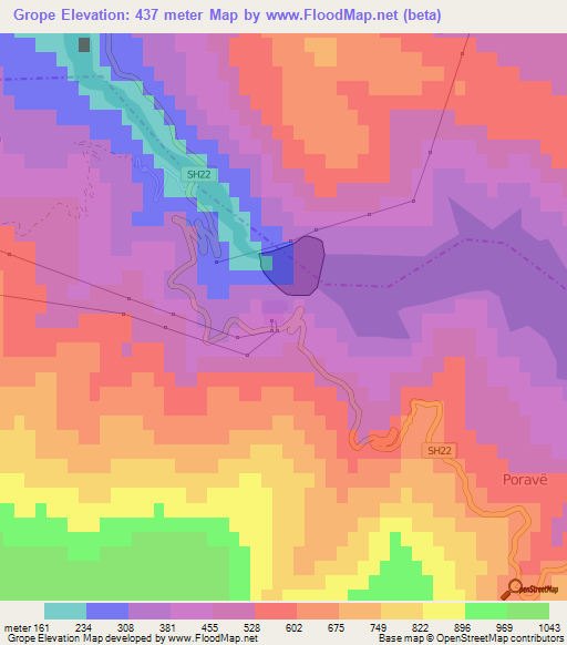 Grope,Albania Elevation Map