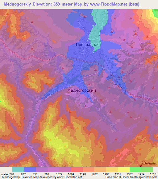 Mednogorskiy,Russia Elevation Map