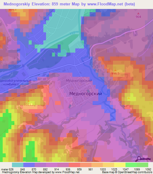 Mednogorskiy,Russia Elevation Map