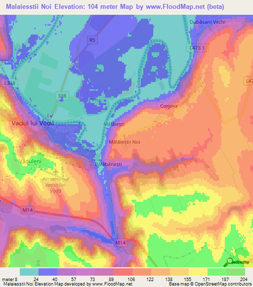 Malaiesstii Noi,Moldova Elevation Map