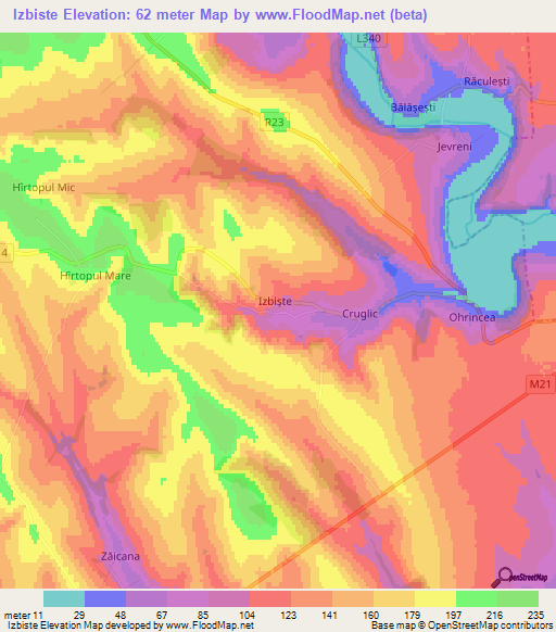 Izbiste,Moldova Elevation Map