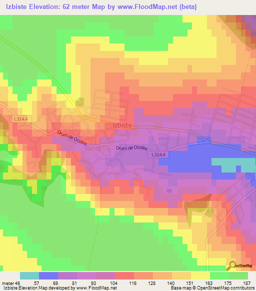 Izbiste,Moldova Elevation Map