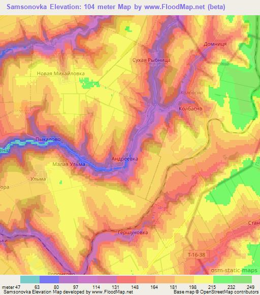 Samsonovka,Moldova Elevation Map