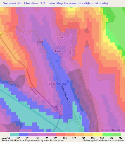 Secareni Noi,Moldova Elevation Map