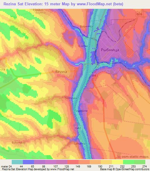 Rezina Sat,Moldova Elevation Map