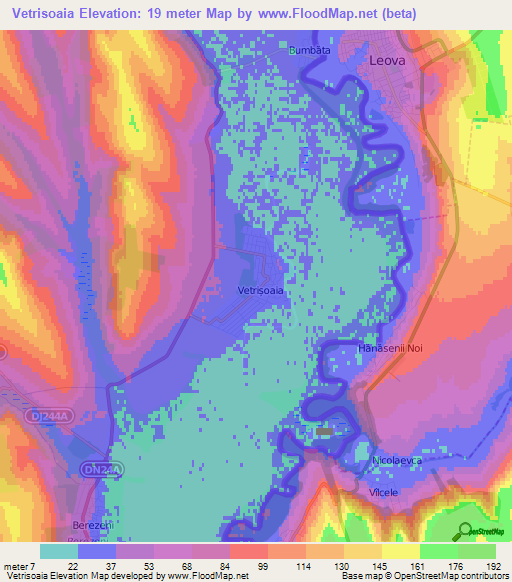 Vetrisoaia,Romania Elevation Map