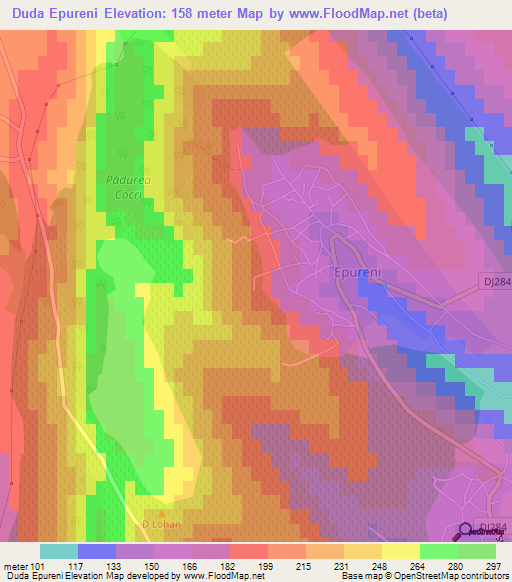 Duda Epureni,Romania Elevation Map