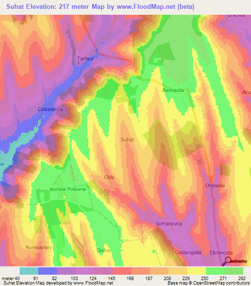 Suhat,Moldova Elevation Map