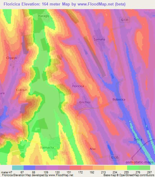 Floricica,Moldova Elevation Map