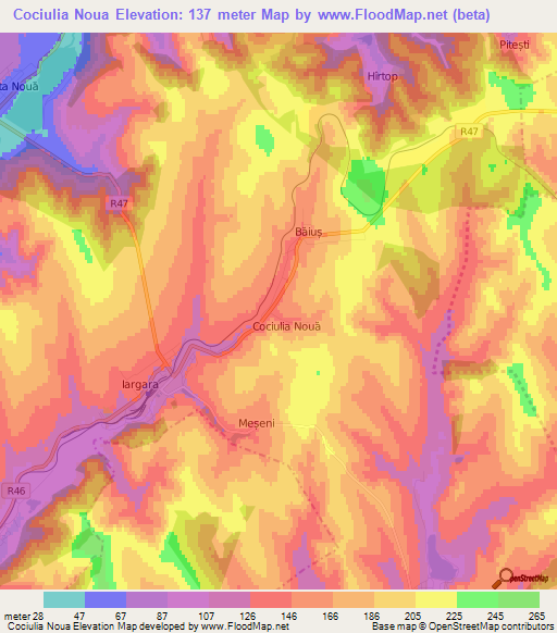 Cociulia Noua,Moldova Elevation Map