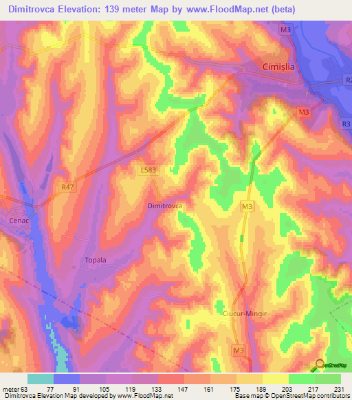 Dimitrovca,Moldova Elevation Map