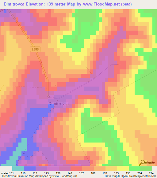 Dimitrovca,Moldova Elevation Map