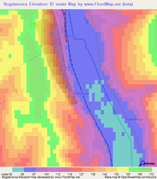 Bogdanovca,Moldova Elevation Map