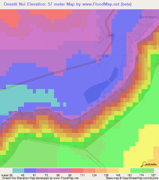 Onestii Noi,Moldova Elevation Map