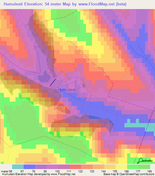 Humulesti,Moldova Elevation Map