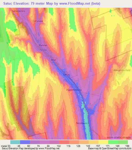 Satuc,Moldova Elevation Map