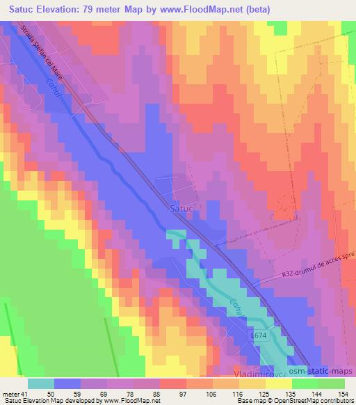 Satuc,Moldova Elevation Map