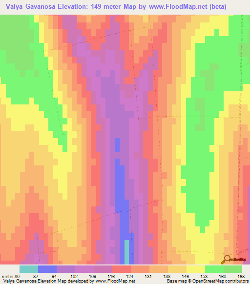 Valya Gavanosa,Moldova Elevation Map