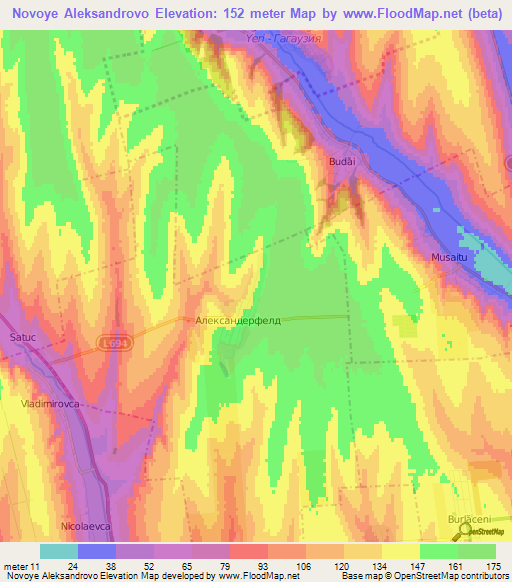 Novoye Aleksandrovo,Moldova Elevation Map