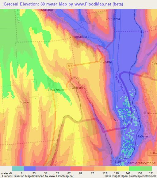 Greceni,Moldova Elevation Map