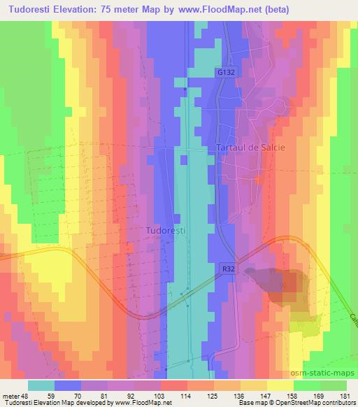 Tudoresti,Moldova Elevation Map