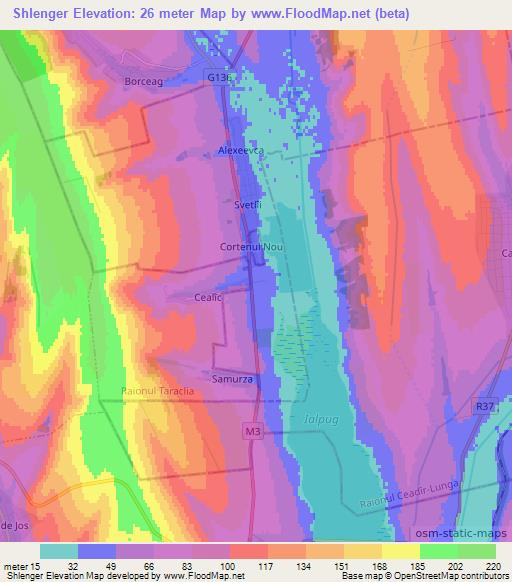 Shlenger,Moldova Elevation Map