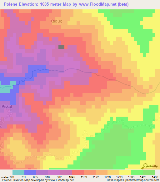 Polene,Albania Elevation Map