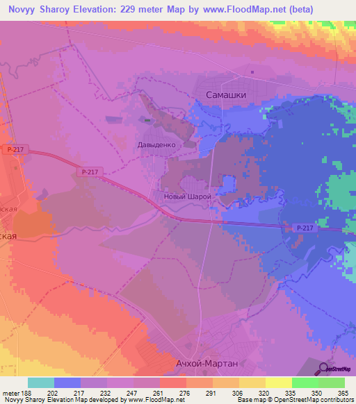 Novyy Sharoy,Russia Elevation Map