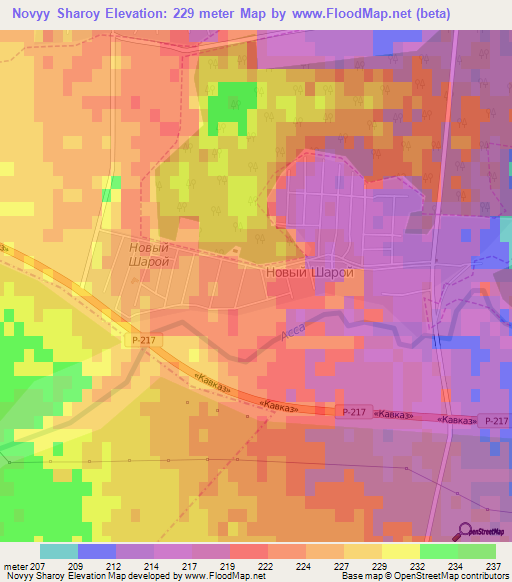 Novyy Sharoy,Russia Elevation Map