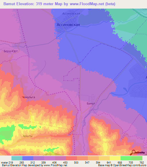 Bamut,Russia Elevation Map