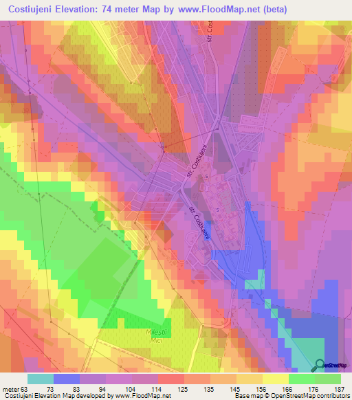 Costiujeni,Moldova Elevation Map