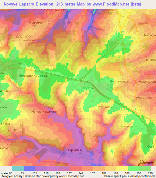 Novyye Lapsary,Russia Elevation Map