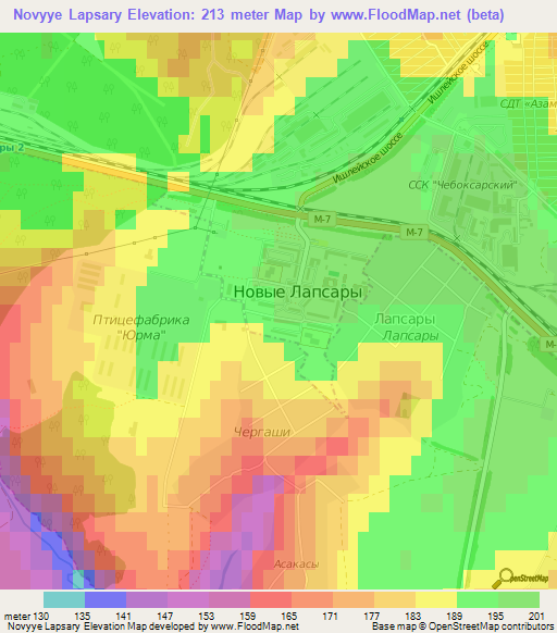 Novyye Lapsary,Russia Elevation Map