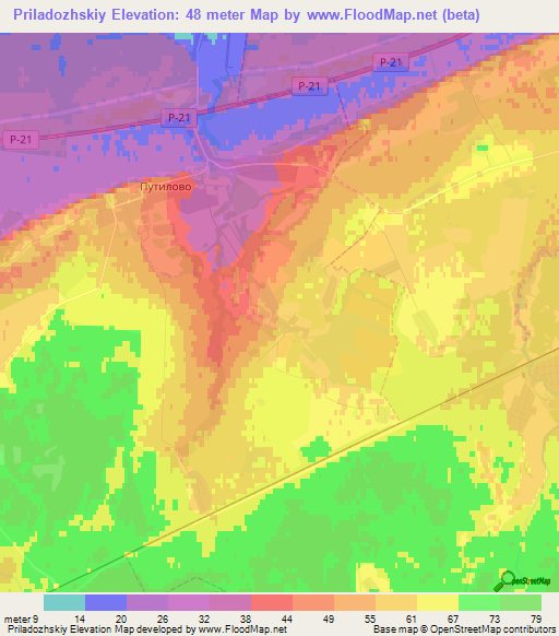 Priladozhskiy,Russia Elevation Map