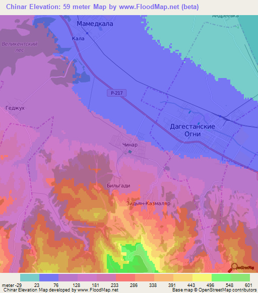 Chinar,Russia Elevation Map