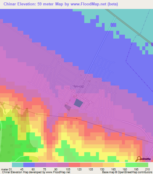 Chinar,Russia Elevation Map