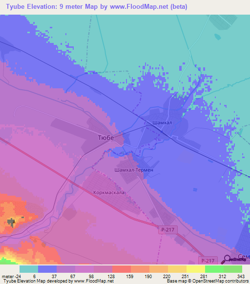 Tyube,Russia Elevation Map