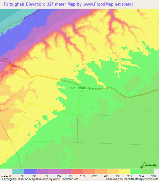 Farzughah,Libya Elevation Map