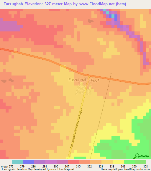 Farzughah,Libya Elevation Map