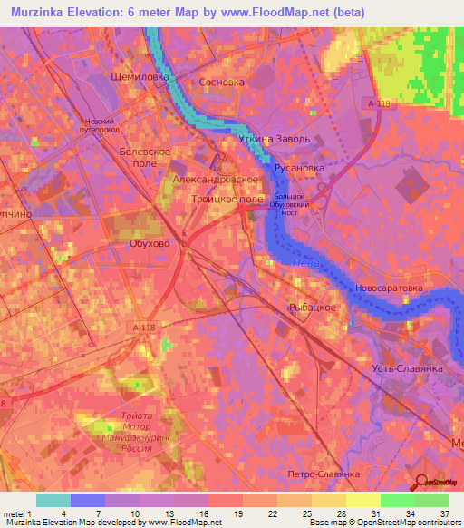 Murzinka,Russia Elevation Map