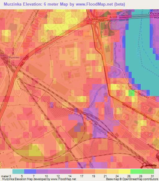 Murzinka,Russia Elevation Map