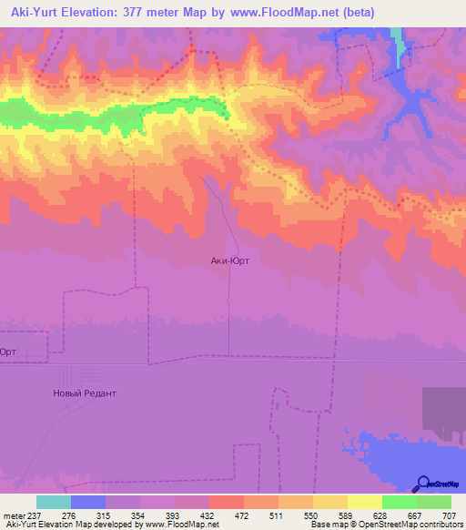 Aki-Yurt,Russia Elevation Map