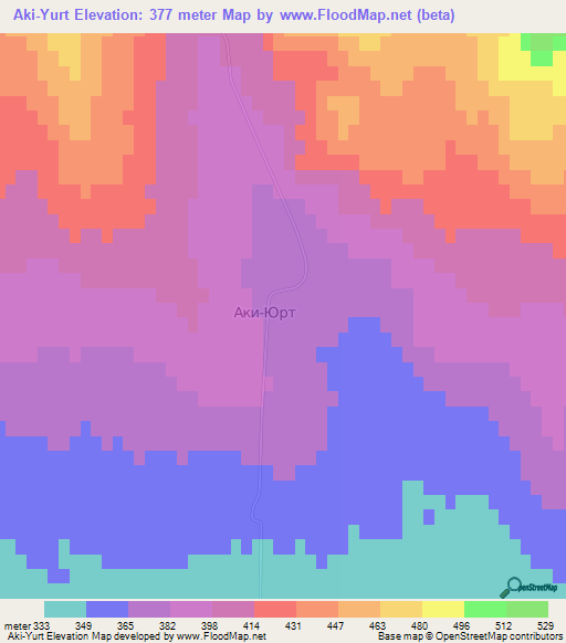 Aki-Yurt,Russia Elevation Map