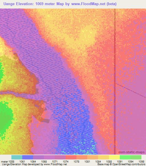 Uange,Angola Elevation Map