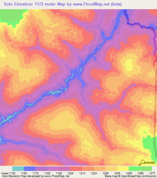 Soto,Angola Elevation Map