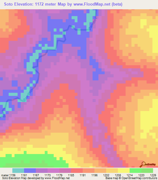 Soto,Angola Elevation Map