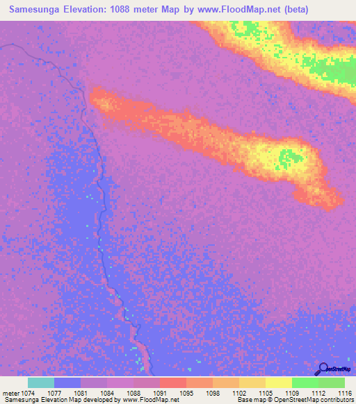 Samesunga,Angola Elevation Map