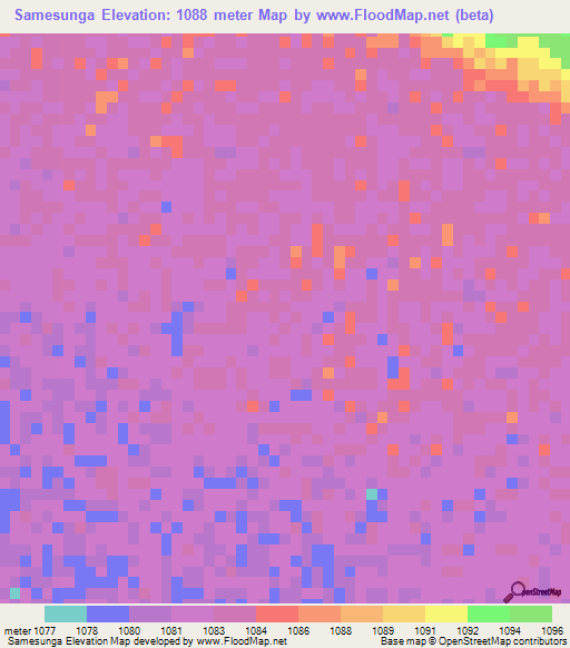 Samesunga,Angola Elevation Map