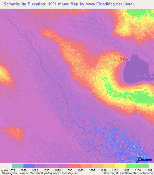 Samariguita,Angola Elevation Map